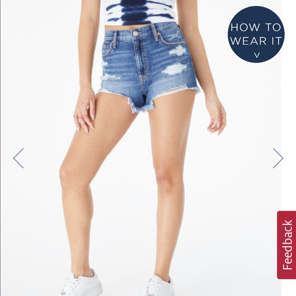 Aeropostale high rise cheeky denim short in medium wash
